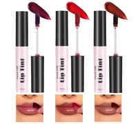 Rouge à Lèvres Liquide,3 Pcs Coffret Rouges à Lèvres Liquides,Ensemble de Rouge à Lèvres Pelable,Sans Bavures,Finition Brillante,Longue Tenue,Sans Transfert,Lot de 3 Teintes