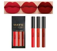 Rouge à lèvres mat - 3 couleurs - Rouge mat - Brillant à lèvres imperméable - Pour Halloween, cosplay, maquillage des lèvres - Coupe anti-adhésive