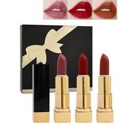 Rouge À Lèvres Mat Set-3 Couleur Pink Rose Ruby Rouge Nude Rouges À Lèvres,Longue Tenue Waterproof Lipstick Kit Très Pigmenté Facile À Appliquer,Coffret Cosmétique Thanksgiving Noël Pour Femmes