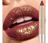 Rouge À Lèvres Métallique Marron Rouge Foncé,Stylo À Paillettes Scintillantes,Tasse Antiadhésive Dorée Brillante,Imperméable,Perle Diamant,Teinte Pour Les Lèvres,Maquillage.06.2.8g