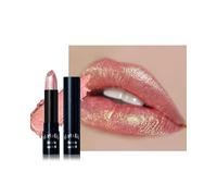 Rouge à lèvres métallisé scintillant, longue tenue, pigmentation intense effet diamant, non collant, sans transfert, idéal pour un maquillage de soirée, sans ingrédients d'origine animale.