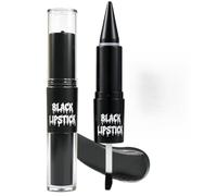 Rouge à Lèvres Noir Double Extrémité 2-en-1, Brillant à Lèvres Noir Mat Pailleté, Crayon à Lèvres Noir Longue Tenue pour Cosplay Halloween, Maquillage Vampire Sorcière pour Femmes,#1