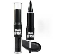 Rouge à Lèvres Noir Double Extrémité 2-en-1, Brillant à Lèvres Noir Mat Pailleté, Crayon à Lèvres Noir Longue Tenue pour Cosplay Halloween, Maquillage Vampire Sorcière pour Femmes,#4