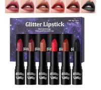 Rouge à Lèvres Pailleté Résistance Longue Durée Imperméable - Brillant à Lèvres Résistant aux Transferts,6 Pièces Couleur Lèvres Étincelante Résistant Aux Traces Pour Toutes Occasions