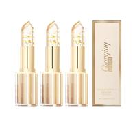 Rouge à lèvres QPJUVC à couleur changeante - Rouge à lèvres longue tenue sans transfert, au pH ajustable, hydratant et brillant, avec feuille d'or et design cristal transparent. (3)