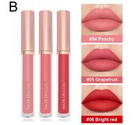 Rouge À Lèvres Velours Mat,Brillant À Lèvres Nu,Liquide Imperméable,Longue Durée,Teinte Humide,Antiadhésif,3 Pièces/Ensemble.B.