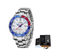 (Rouge argenté) 2023 LIGE Nouvelles montres pour hommes d'affaires Top marque montre de plongée de luxe