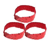 Rouge Bandeau 3 Pièces Élastique à Paillettes | Plastique, Ajustable et Antidérapant, Usage Sport et Quotidien, Garde les Cheveux Loin des Yeux