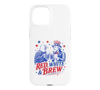 Rouge Blanc & Brew Funny American Vintage USA Beer Lovers Coque pour iPhone 15