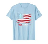 Rouge, Blanc et Bluetooth T-Shirt, Homme, Bleu Céleste, M
