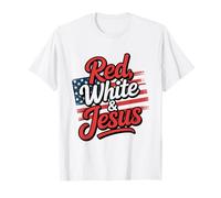 Rouge, Blanc Et Jésus Chrétiens Patriotiques T-Shirt