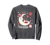 Rouge, Blanc et l'heure du Coucher après Le feu d'artifice Sweatshirt, Unisexe pour Adultes, Chiné Foncé, XL
