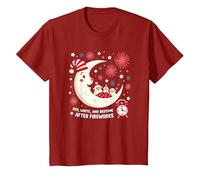 Rouge, Blanc et l'heure du Coucher après Le feu d'artifice T-Shirt, Enfant, Canneberge, 8 Ans