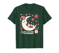 Rouge, Blanc et l'heure du Coucher après Le feu d'artifice T-Shirt, Homme, Vert Forêt, M