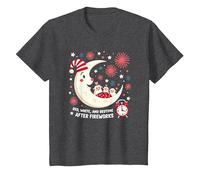 Rouge, Blanc et l'heure du Coucher après Les Feux d'artifice T-Shirt, Enfant, Chiné Foncé, 2 Ans