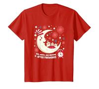 Rouge, Blanc et l'heure du Coucher après Les Feux d'artifice T-Shirt, Enfant, Rouge, 8 Ans