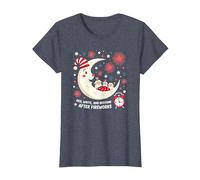Rouge, Blanc et l'heure du Coucher après Les Feux d'artifice T-Shirt, Femme, Bleu Chiné, S