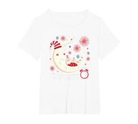 Rouge, Blanc et l'heure du Coucher après Les Feux d'artifice T-Shirt, Femme Grandes Tailles, Blanc, 5X