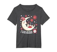 Rouge, Blanc et l'heure du Coucher après Les Feux d'artifice T-Shirt, Femme Grandes Tailles, Chiné Foncé, 6X