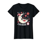 Rouge, Blanc et l'heure du Coucher après Les Feux d'artifice T-Shirt, Femme, Noir, XL
