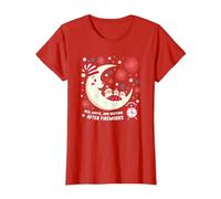 Rouge, Blanc et l'heure du Coucher après Les Feux d'artifice T-Shirt, Femme, Rouge, XXL
