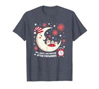 Rouge, Blanc et l'heure du Coucher après Les Feux d'artifice T-Shirt, Homme, Bleu Chiné, L