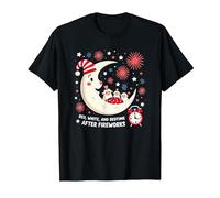 Rouge, Blanc et l'heure du Coucher après Les Feux d'artifice T-Shirt, Homme, Noir, 4XL