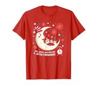 Rouge, Blanc et l'heure du Coucher après Les Feux d'artifice T-Shirt, Homme, Rouge, 3XL