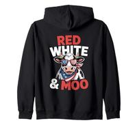 Rouge Blanc Et Meuh 4 Juillet Vache Sweat à Capuche