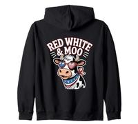 Rouge Blanc Et Meuh 4 Juillet Vache Sweat à Capuche