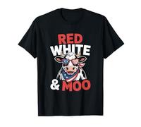 Rouge Blanc Et Meuh 4 Juillet Vache T-Shirt