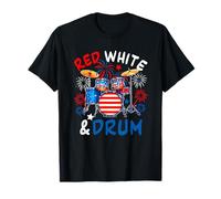 Rouge, Blanc et Tambour, instrumentiste du Drapeau américain du 4 Juillet T-Shirt