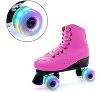(Rouge, bleu et vert) 4pcs patins à roulettes à double rangée patins à roulettes roue lumineuse