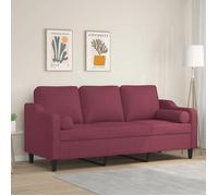 Rouge Canapé Droit - KEETHE - Trois places - avec oreillers décoratifs - bordeaux 180 cm tissu LL1550
