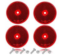 Rouge Catadioptre Rond,4pièces,Homologué E9,Ø60 mm,Catadioptre Réflecteur Visser,Catadioptre Rond Signalisation pour Poteau Van Voitures RV Caravane,Reflector Œil de Chat (Rouge/Rond/4pièces）