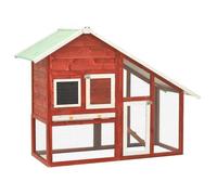 Rouge Clapier/Enclos/Cage, Conception ventilée, Rouge et blanc 140x63x120 cm Bois de sapin massif A526