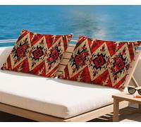 Rouge Coussin Exterieur Impermeable Housse Coussin 60x80 cm Lot de 2 Motifs Ethniques Coussins Couvre automne Décoratives Taie Oreiller Lin Double Face à Motif Pour Salon Jardin Taie d'oreiller qq-625