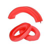 (Rouge) Coussinets d'oreille + arceau pour casque Soundcore Q20I, étui de protection en silicone, oreillettes