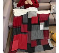 Rouge Couverture 70 x 100 cm Géométrie de l'espace Plaid Polaire Flanelle Super Chaude Confortable Douce et Légère Couvertures pour Lit Canapé Camping Voyage