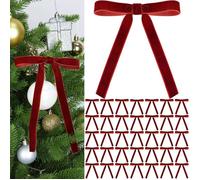 Rouge De Noël Velours Nœuds De 36 Pcs - Vintage Mariage Velours Ruban Cadeau Arcs Pour Arbre Liens Pour Couronnes De Fleurs Pour La