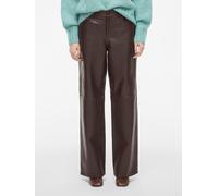 Rouge Edit Rouge Edit Straight Leg Leather Brown Trousers
