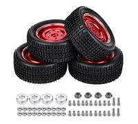 Rouge en caoutchouc Rim Tire Tire Set WPL B14 B24 B16 C14 C24 RC TRUCK RED NOIR 4PCS STABLE ESTABLE Easy Assembly Disassement Military (Metall 4-Loch-rot U-förmiger Reifen WPL1639R)