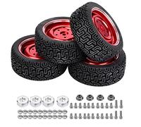 Rouge en caoutchouc Rim Tire Tire Set WPL B14 B24 B16 C14 C24 RC TRUCK RED NOIR 4PCS STABLE ESTABLE Easy Assembly Disassement Military (Metall 4-Loch-rot 7-förmiger Reifen WPL1649R)