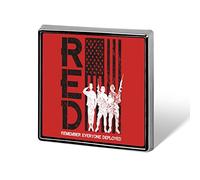 ROUGE - Épinglette carrée « Souvenez-vous de tous ceux qui sont déployés » (bouton, badge, cravate, chapeau, foulard, accessoires de vêtements et bijoux, cadeau, style)