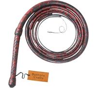 Rouge et Noir Fouet en Cuir de Kangourou Fouet 16 Tresses Brins Cuir tressé Ventre en Cuir et traversin en Cuir à l'intérieur Fouet craquant Fort pour Les Sports équestres (14 Pieds (4,2 Mètres))