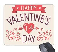 Rouge et Noir Happy Valentine's Day Image avec N ° 14 d'image Cœur flèche courbes et Bannière Illustration Motif rectangle en caoutchouc antidérapant Tapis de souris de jeu Tapis de souris