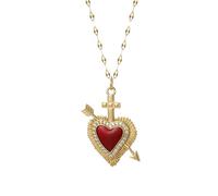 Rouge Exquis Femmes Hommes, Mignon Un Pendentif sacré, Collier Coeur Jésus pour Les Cadeaux Thanksgiving d'anniversaire de Noël