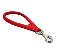 Rouge fabriquée à la main en cuir véritable roulé Chien Chiot Laisse courte à la main boucle de support
