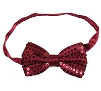 Rouge foncé bordeaux classique satiné Sequin Dickie Nœud papillon Fancy Dress Party Pretied enveloppant à clipser