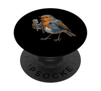 Rouge-Gorge Microphone Biologiste Ornithologue Nature Oiseau PopSockets PopGrip Adhésif